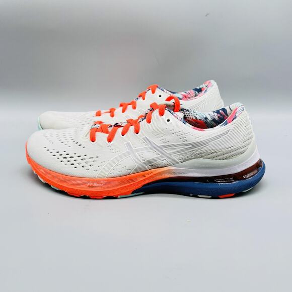 Asics Shoes Womens 8.5 White Orange Gel Kayano 28 Mesh Road Running Sneakers - Picture 5 of 14